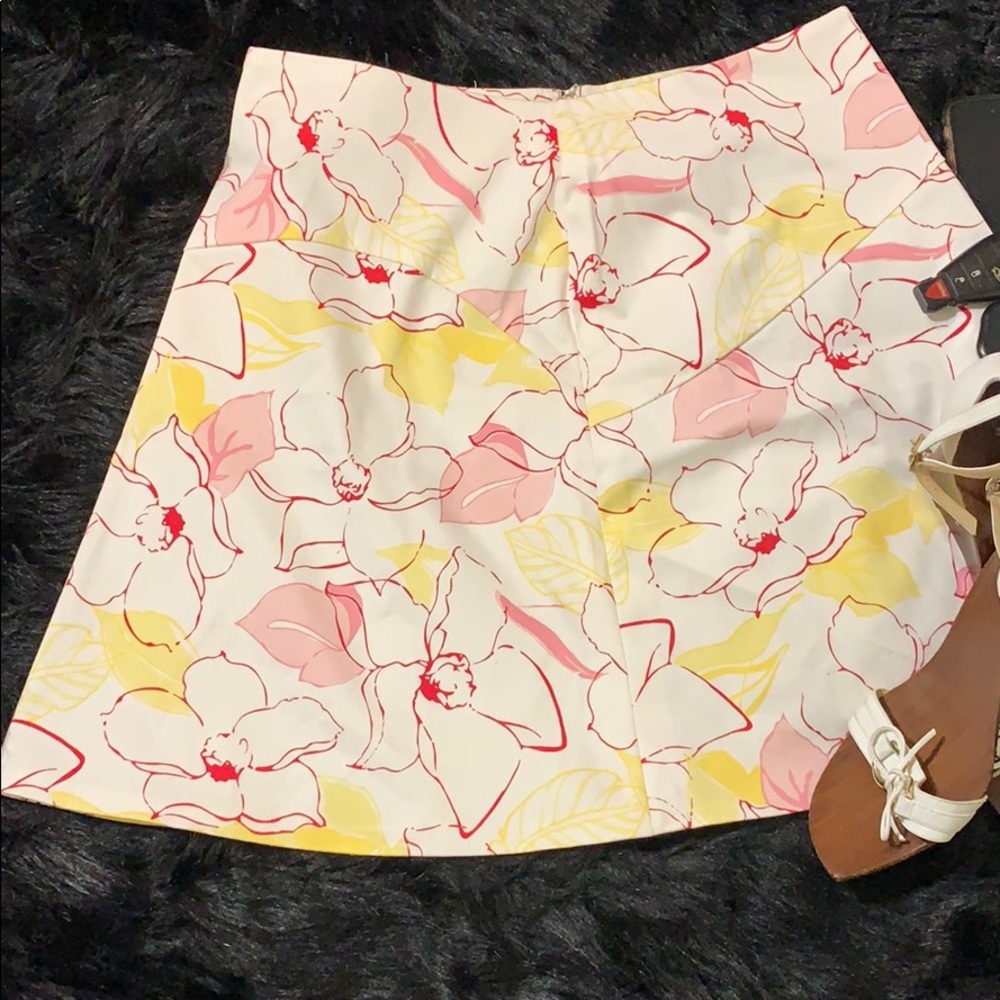 George Yellow & Pink Floral Stretch Mini Skirt 12 - Picture 3 of 7